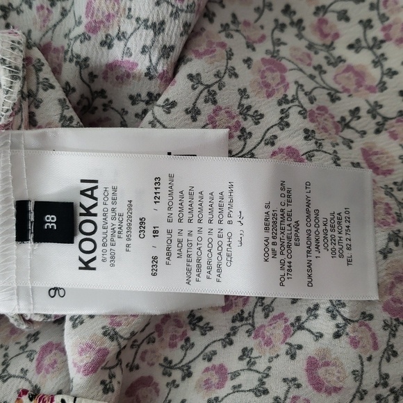 Kookai NWOT Ditsy Floral Ruffle Blouse 6 / 8 (38) Purple Ivory Short Sleeve - Picture 11 of 16